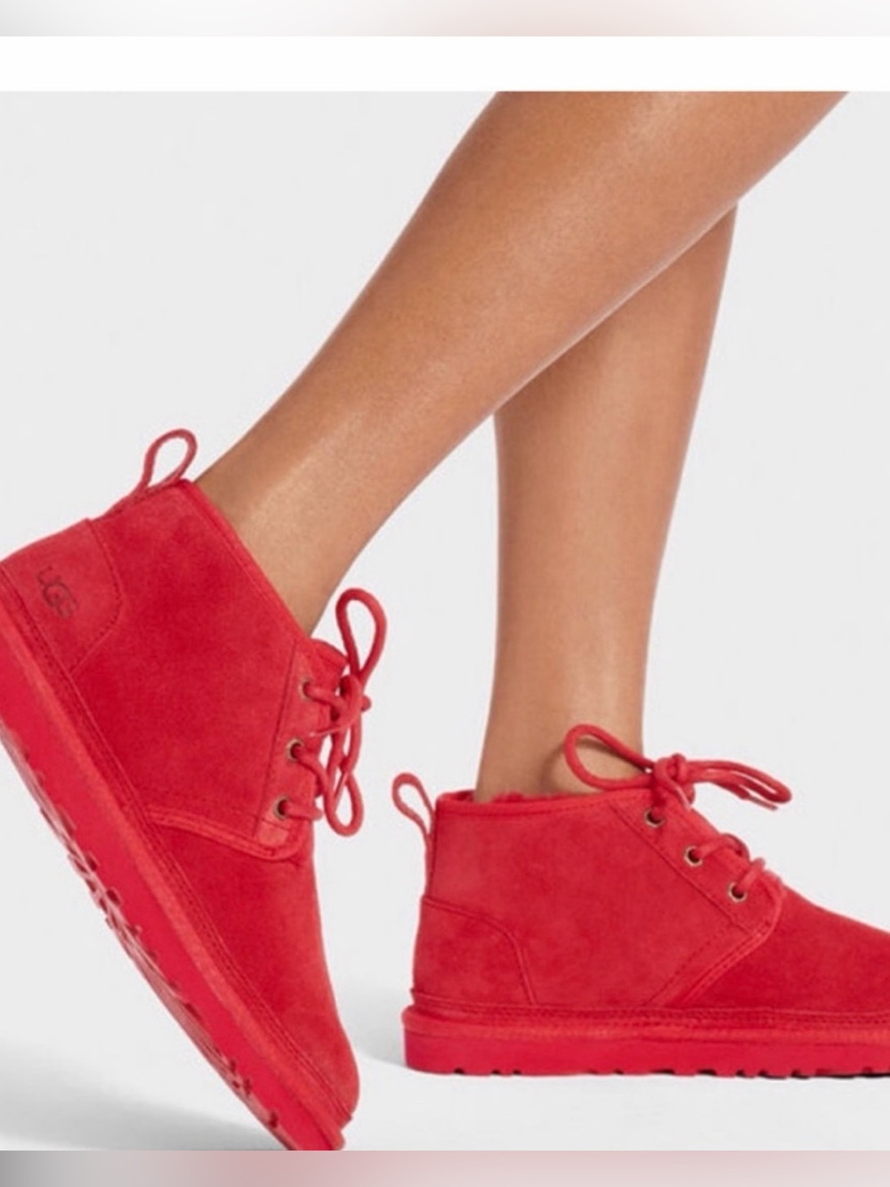 UGG Red Suede Lace-Up Ankle Boots